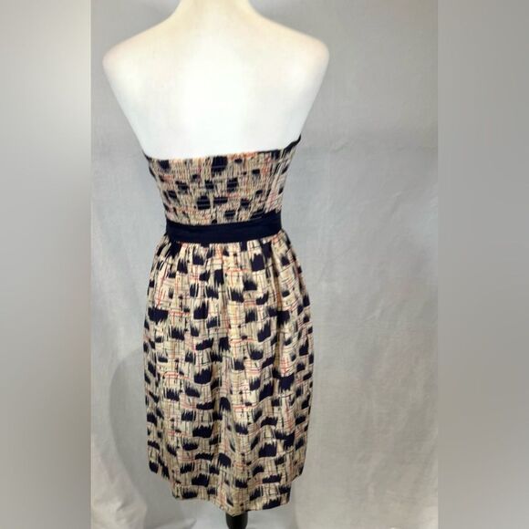 Anthro Burlap Silk geo scratch print sweetheart corset strapless dress size 0 - Picture 3 of 5